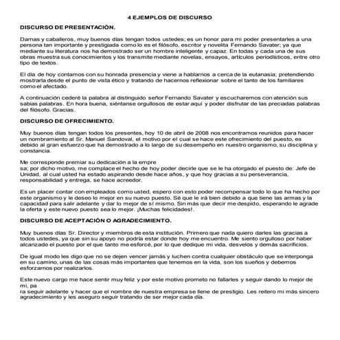 4 ejemplos de discurso