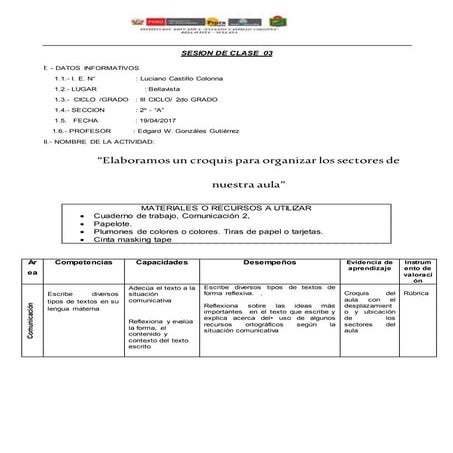 Sesión de Clase "Elaboramos un croquis par sectores"