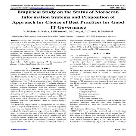 empirical study on the status of moroccan information systems and proposition...