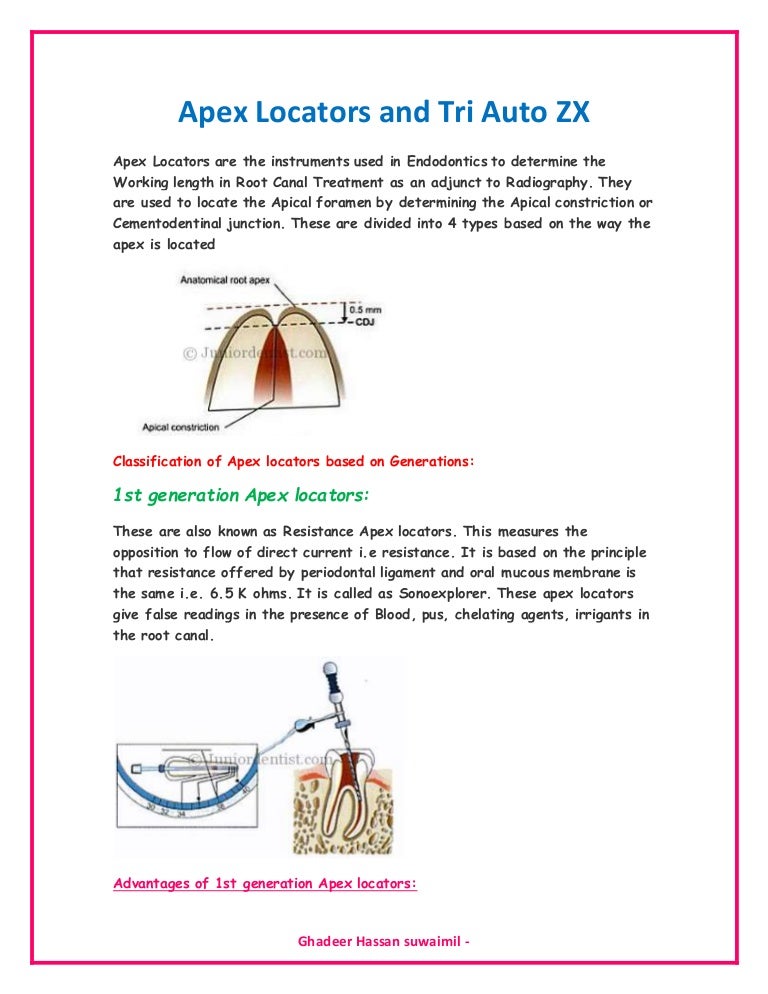 Apex Locators and Tri Auto ZX in Endo