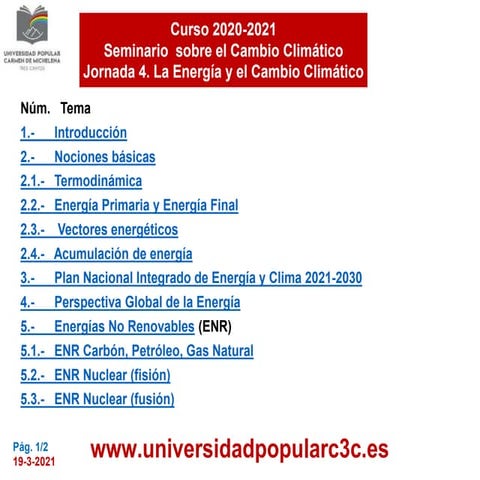 La Energía y el cambio Climático - Seminario El cambio Climático | PPSX