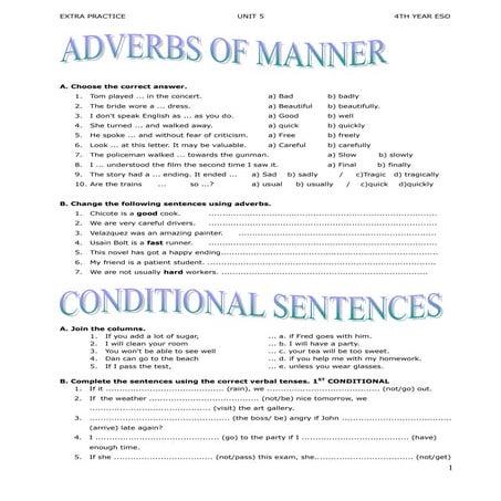 4º eso unit 5 advers and conditionals