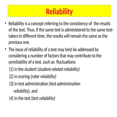 4ESTABLISHING_TEST_RELIABILITY.pptx;filename= UTF-8''4ESTABLISHING TEST RELIA...