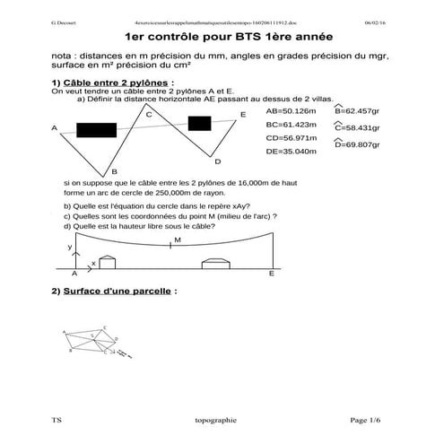 4 exercices sur les rappels mathématiques utiles en topo
