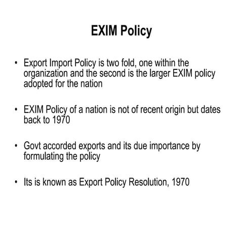 Exim Policy