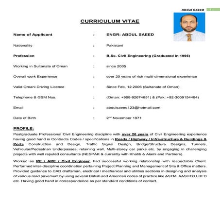CV Abdul Saeed | PDF