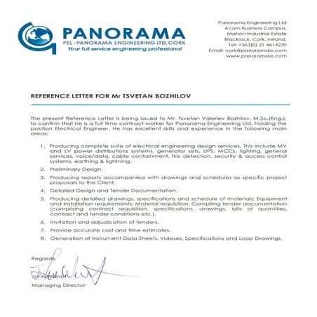 Reference Letter - Panorama | PDF