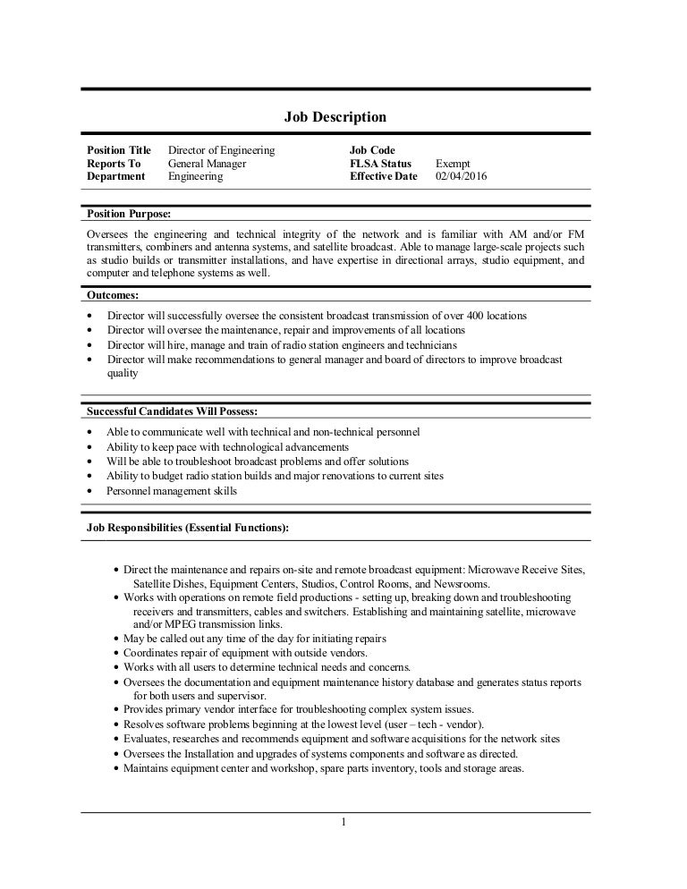 director of engineering job description