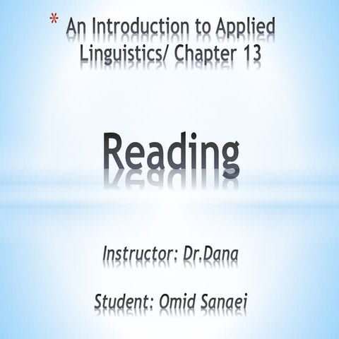 An Introduction to Applied Linguistics - Chapter 13 - Reading