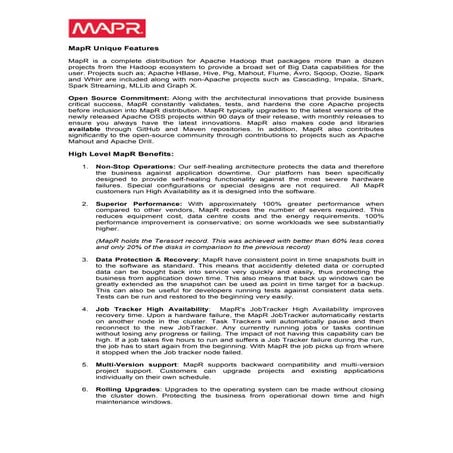 MapR Unique features