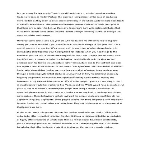 Are Leaders born or made? | PPTX