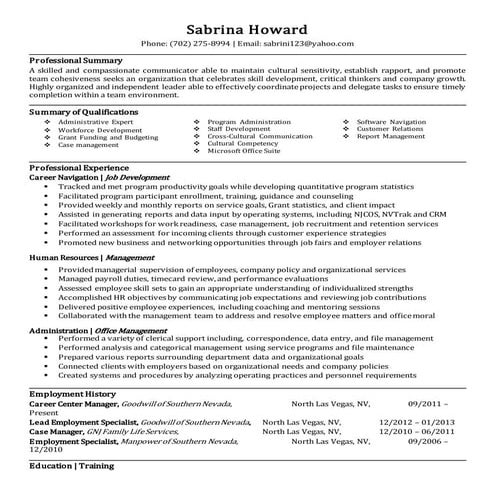 S Howard func resume
