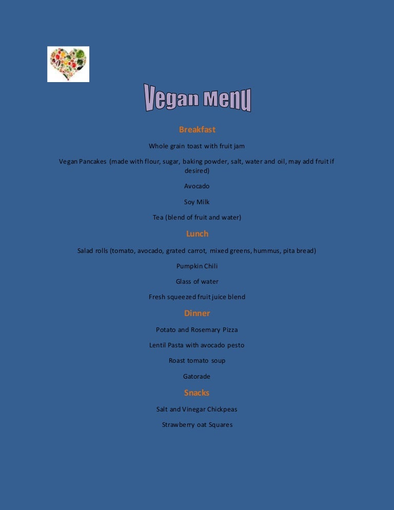 vegan menu