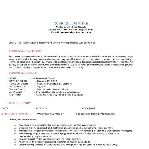 Mohammad Omer CV Updated