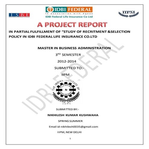 IDBI FEDERAL LIFE INSURANCE CO LTD.