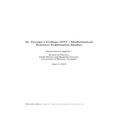 SGC 2015 - Mathematical Sciences Extension Studies