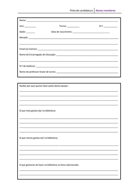  ficha de candidatura