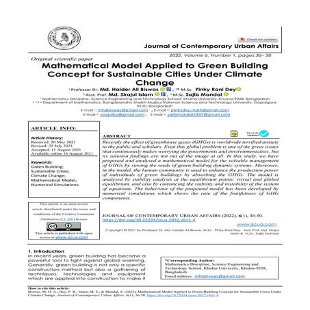 Mathematical Model Applied to Green Building Concept for Sustainable Cities Under Climate Change