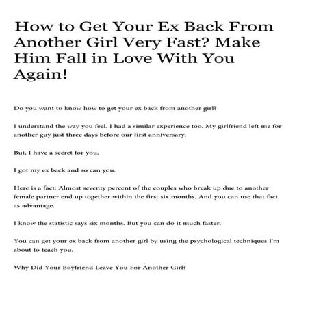 How to get your ex back from another girl very fast= make him fall in love wi...