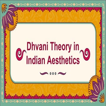 Dhvani Theory in Indian Aeshetics