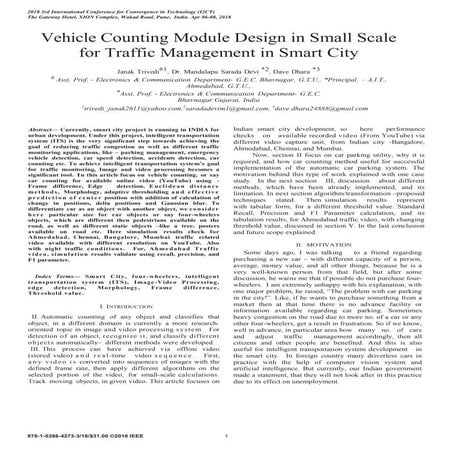 Vehicle Counting Module Design in Small Scale for Traffic Management in Smart...