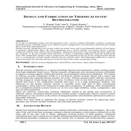 DESIGN AND FABRICATION OF THERMO ACOUSTIC REFRIGERATOR