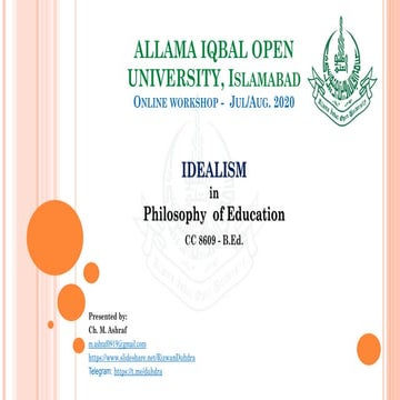 IDEALISM in Philosophy  of Education