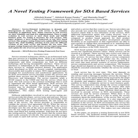 A Novel Testing Framework for SOA Based Services