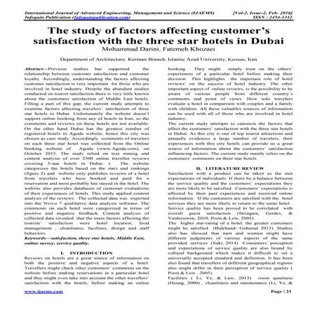 The study of factors affecting customer’s satisfaction with the three star ho...