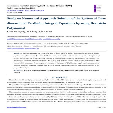 Study on Numerical Approach Solution of the System of Two-dimensional Fredhol...