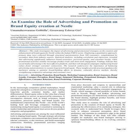An Examine the Role of Advertising and Promotion on Brand Equity ...