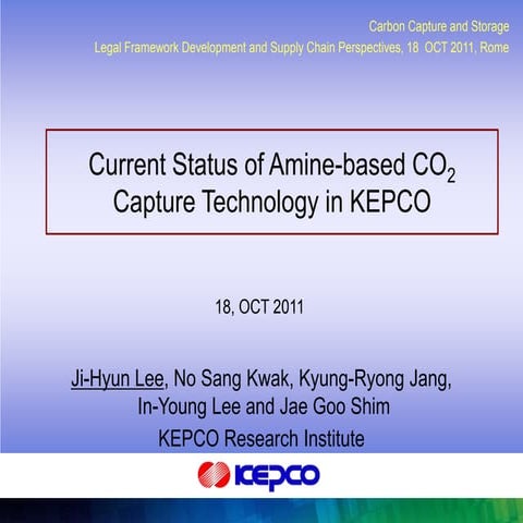 Current Status of Amine-based CO2 Capture Technology in KEPCO