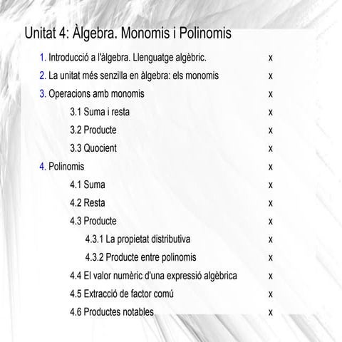 Monomis i polinomis per 2n d'ESO
