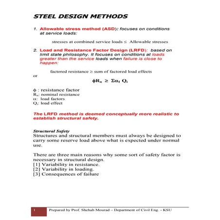04-LRFD Concept (Steel Structural Design & Prof. Shehab Mourad)