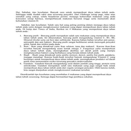 4 makanan yang memperkuat daya tahan tubuh anda