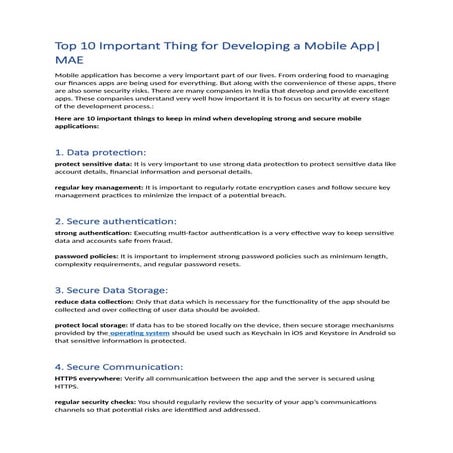 Top 10 Important Thing for Developing a Mobile App| MAE