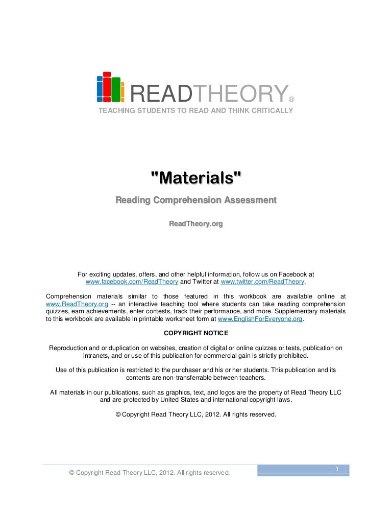 Worksheets Read Theory Llc 4 materials free sample