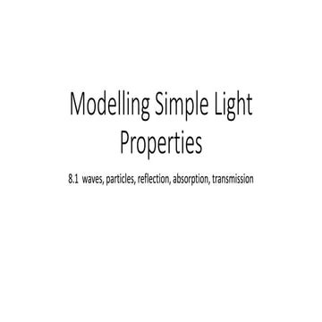 4 modelling simple light properties (waves, particles, reflection, absorbtion...