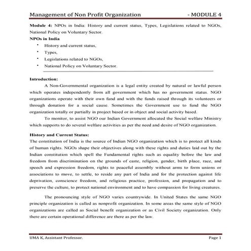 Management of non profit organisation module 4