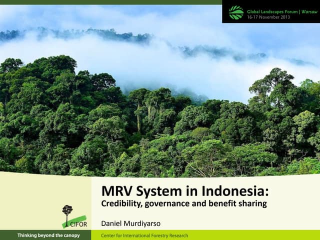 MRV System in Indonesia:  Credibility, governance and benefit sharing