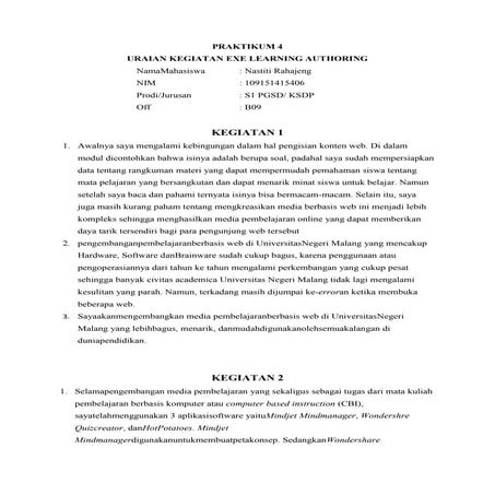 Uraian Kegiatan Exe Learning (Praktikum 4)