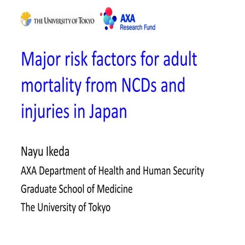 Major risk factors for adult mortality from NCDs and injuries in Japan
