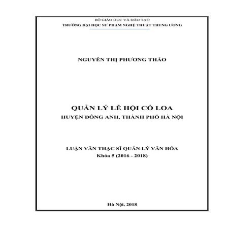 Đề tài: Quản lý lễ hội Cổ Loa, huyện Đông Anh, Hà Nội, HAY, 9đ