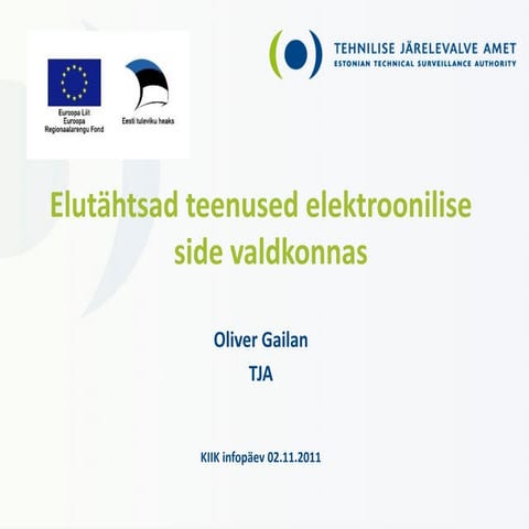 Elutähtsad teenused elektroonilise side valdkonnas (Oliver Gailan)