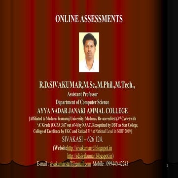 Online Assessments - R.D.Sivakumar
