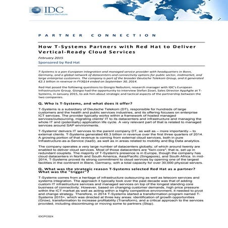 How T‐Systems Partners with Red Hat to Deliver Vertical‐Ready Cloud Services