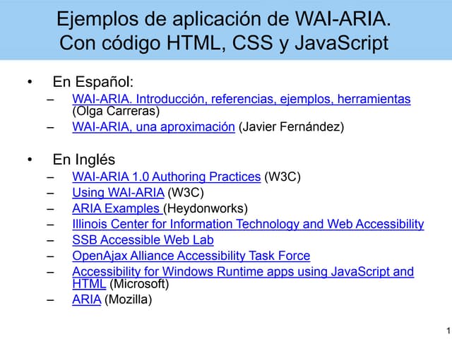 Ejemplos WAI-ARIA con HTML, CSS y JavaScript