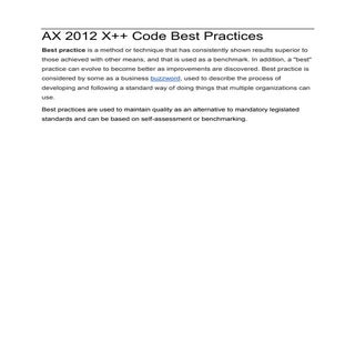 Ax 2012 x++ code best practices