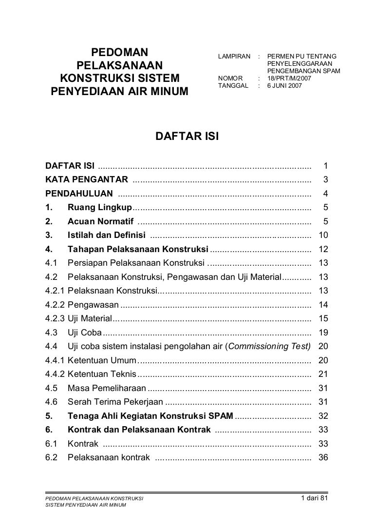 Pedoman Pelaksanaan Konstruksi Sistem Penyediaan Air Minum