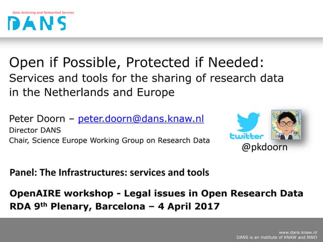 Open if Possible, Protected if Needed:  Services and tools for the sharing of...